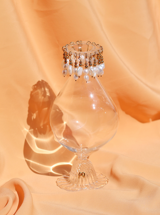 GLASS AND PEARL VASE